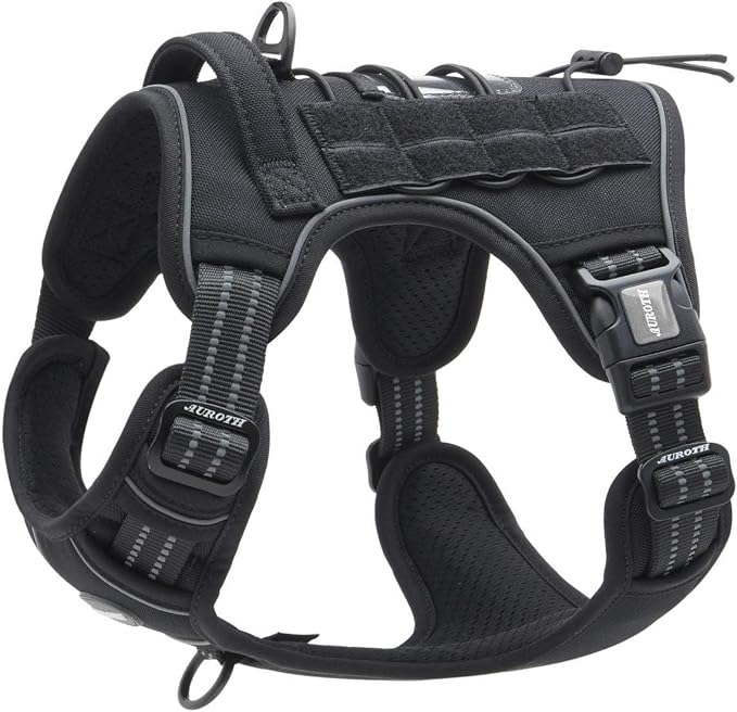AUROTH Tactical Harness for Small Medium Dogs No Pull Adjustable Pet Harness Reflective K9 Working Training Easy Control Vest Military Service Dog Harnesses Black M | Heavy Duty with Handle, Breathable Padded, Reflective, Military K9, Easy Control for ... by AurothPets