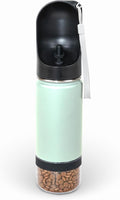 Mon Chateau 14oz Portable Dog Water Bottle with 4 oz Snack Storage, Double Walled Stainless Steel Body, Leak-Proof, Dishwasher Safe Pet Travel Bottle for Dogs, Cats & Outdoor Use, Mint Green | 4oz Snack Compartment, Double Walled Stainless Steel, Leak-... by MonChateau