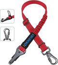 IOKHEIRA Dog Seat Belt 3-in-1 Car Harness for Pets Adjustable Safety Seatbelt Nylon Reflective Bungee Fabric Dog Car Harness with Clip Hook Latch & Buckle, Swivel Zinc Alloy Carabiner Red by IOKHEIRA