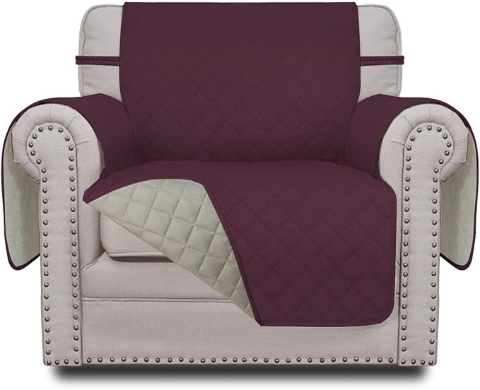 Easy-Going Reversible Couch Cover, Small Chair, Wine/Beige | Machine Washable Slipcover For Dogs, Water Resistant Furniture Mat For Living Room, Non-Slip Sofa Cover, Pet Friendly by Easy-Going
