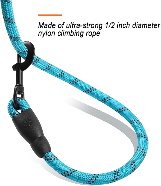 BARKBAY Dog Leashes for Large Dogs Heavy Duty Dog Leash 4/5/6 FT with Comfortable Padded Handle and Highly Reflective Threads for Medium Large Dogs Walking Training Running (6FT-1/2'',Blue) - Image 4