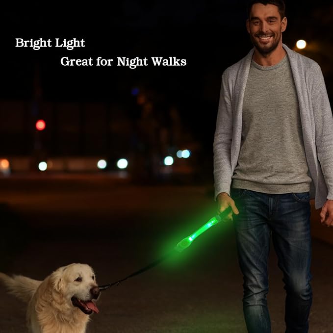 LED Dog Leash with Light Heavy Duty for Large Dogs Night Walking | No Pull Bungee Shock Absorbing, 2 Padded Handles for Control, Fits 60-150 lbs Dogs, Nylon Stickers Easy to Attach leash - Image 4