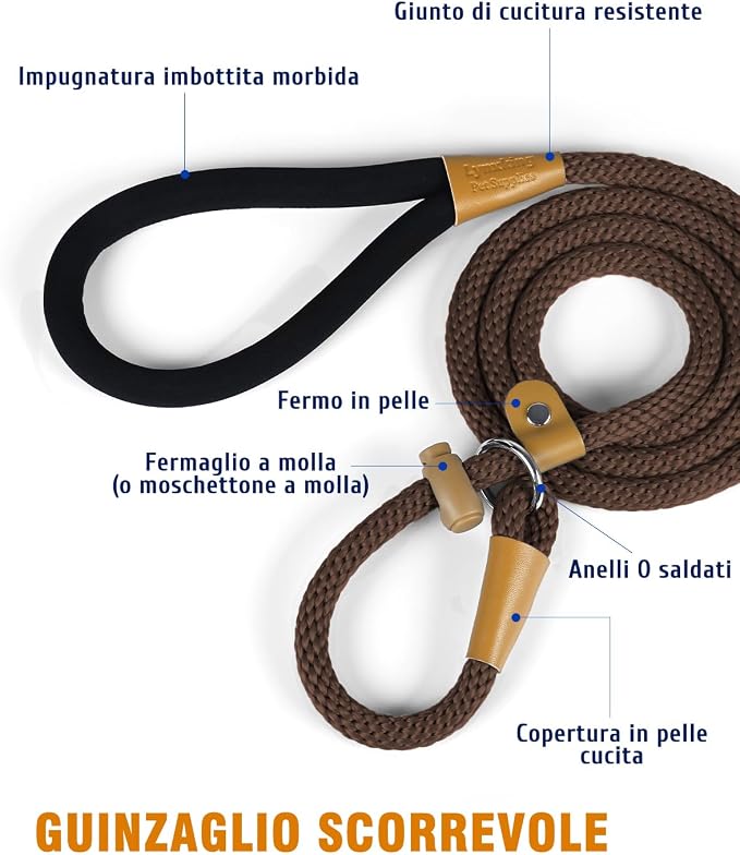 2 Pack Dog Leash Slip Lead Braided Rope Pet Training Loop Leashes 6ft 8ft | Lynxking Strong Heavy Duty 1/2" 3/8", Durable Padded Handle No Pull Basic Training Nylon Lead,Small Medium Large Dogs Puppy - Image 6