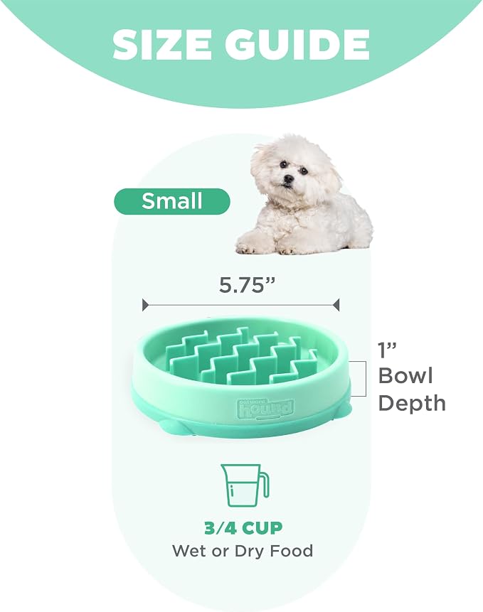 Outward Hound Fun Feeder Slo Bowl – Small 3/4-Cup Capacity, Slow Feeding, Small Dogs, Puppies & Cats, Non-Slip, Mint, Wave Pattern | Slows Fast Eaters, Can Aid Digestion, Holds 3/4 Cup Dry or Wet Food, Non-Slip Base, No BPA, Small Dogs, Puppies & Cats - Image 5