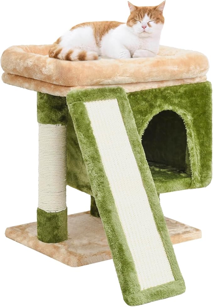 SYANDLVY Small Cat Tree for Indoor Cats, Cat Tower with Scratching Post, Modern Activity House for Large Cats, Condo with Board, Kittens Cave by SYANDLVY