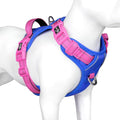 No Pull Dog Harness, Unique Colors Reflective Adjustable Dog Vest | with Soft Training Handle Metal Clips for Small Medium Large Dogs (Royal Blue Base & Pink Straps,XL) by PHOEPET
