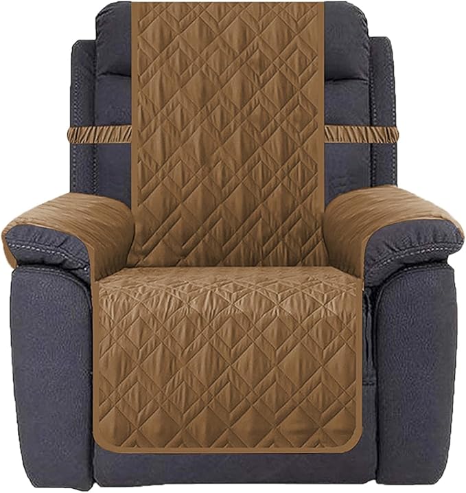 Ameritex Waterproof Nonslip Recliner Cover Stay in Place, Dog Chair Cover Furniture Protector, Ideal Recliner Slipcovers for Pets and Kids (Camel, 23") by Ameritex