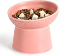 YauYik Small Raised Cat Bowls, Ceramic Tilted Elevated Food or Water Bowls, Stress Free, Backflow Prevention, Dishwasher & Microwave Safe, Lead & Cadmium Free, Pink by YAUYIK