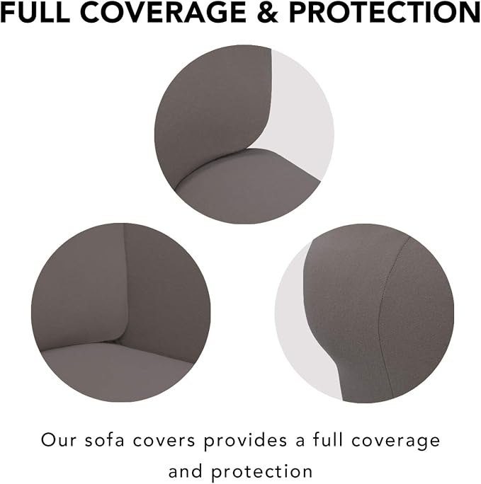 PureFit Stretch Couch Covers for Sofa 4 Seater Slipcovers Taupe | 1-Piece Sofa Cover Washable Soft Couch protector, Couch Slipcover with Non Skid Foam and Elastic Bottom for Kids, Dogs - Image 3