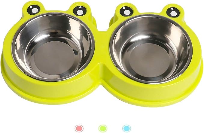 Stainless Steel Dog Cat Food and Water Bowls, Non-Slip Double Pet Feeder | Whisker Friendly Shallow Design, Dishwasher Safe, Cute Design, Easy to Clean, for Indoor Cats, Kittens, Small Dogs & Rabbits - Image 7