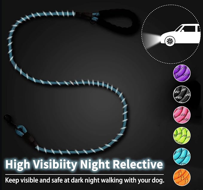 COOYOO Dog Leash 6 FT Heavy Duty - Comfortable Padded Handle - 1/2 inch Reflective Dog Leash for Medium Large Dogs with Poo Bag Dispenser - Image 7