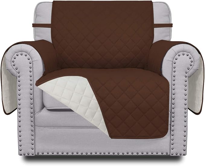 Easy-Going Reversible Couch Cover, Small Chair, Coffee/Ivory | Machine Washable Slipcover For Dogs, Water Resistant Furniture Mat For Living Room, Non-Slip Sofa Cover, Pet Friendly by Easy-Going