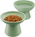 LoeJan Elevated Cat Food and Water Bowls Set, Extra Wide and Raised Ceramic Bowls, Anti-Vomit Whisker-Free Pressure Cat Feeder for Kittens to Adult Cats and Small Dogs by LoeJan