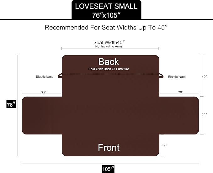 U-NICE HOME Loveseat Sofa Cover for 2 Cushion Couch, White | 45''Loveseat Cover Washable, Pet Friendly, Elastic Straps, Water Repellent, Furniture Protector for 2 Cushion - Image 6