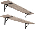 Long Wall Shelves, 39.4 Inch Wall Mounted Shelves with Brackets | Floating Book Shelf, Set of 2, Easy Assembly, Max Load 33lbs, Wood Wall Storage Ledges, Living Room/Bathroom/Bedroom, Greige by DINZILVJ