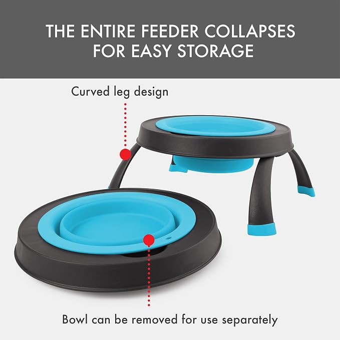 Dexas Pets Elevated Pet Feeder, Small, 1.5 Cup Capacity, Blue, Raised Pet Food and Water Bowl - Image 4