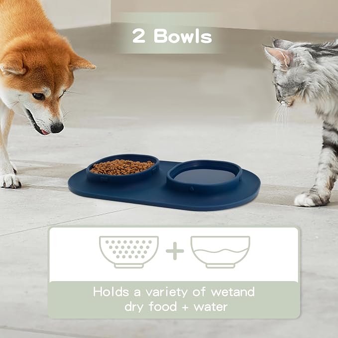 Dog Food Bowls Pet Bowls & Dog Water Bowls with No-Spill and Non-Skid, Feeder Bowls with Dog Bowl Mat for Small Medium Large Size Dogs Cats Puppy Pets, Dog Dishes (Blue) - Image 6