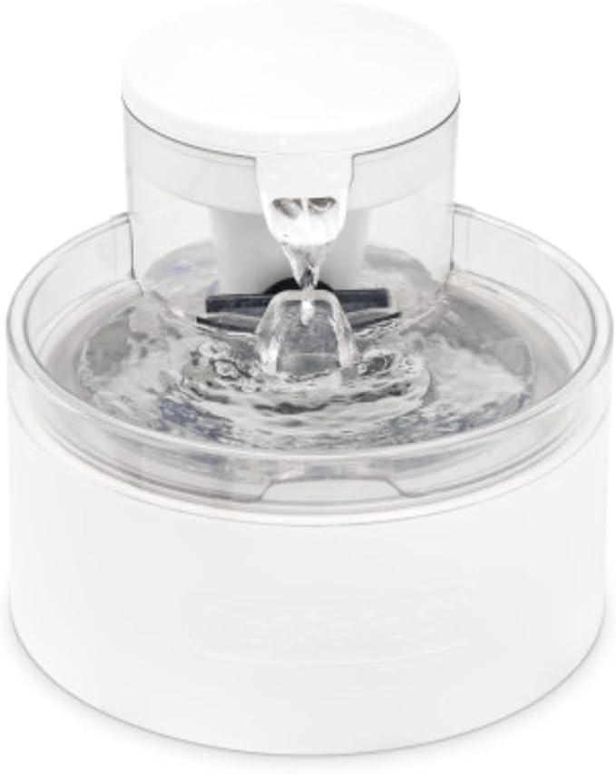 PetSafe Outlast Pumpless Cat Water Fountain, 60 oz/1.7L, Dishwasher Safe | Pumpless HydroSpin Design Circulates 60 Oz Water, Ion-x Carbon/Ion-Exchange Filter, Smart Sensors Slow Flow at Night by PetSafe