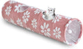 Straight Cat Tunnel for Indoor Cats 47"x12", Pink Flower | Cute Cat Toys, Collapsible Tunnel Tube with Hanging Balls for Puppy Kitten Rabbit by Yaning