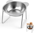 Elevated Cat Bowls with 15° Tilt, Whisker Friendly Raised Cat Food & Water Dishes with Silent Silicone Strip - Anti-Vomiting Small Dog Bowl, 304 Stainless Steel Bowl, Spine Friendly, Dishwasher Safe by Qeoval