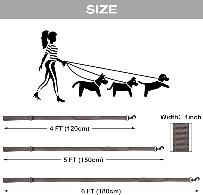 Joytale Dog Leash for Large Dogs that Pull, Double Handle, 6FT, Brown | Traffic Handle for Control, Padded Handle Reduces Hand Strain, Reflective Stitching for Night Safety, Strong Nylon Webbing - Image 6