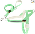 Plutus Pet Cotton Dog Harness and Leash Set, Reflective and Soft Padded, Quick Fit Vest Harness, for Small, Medium and Large Dogs, Light Green, S by PLUTUSPET