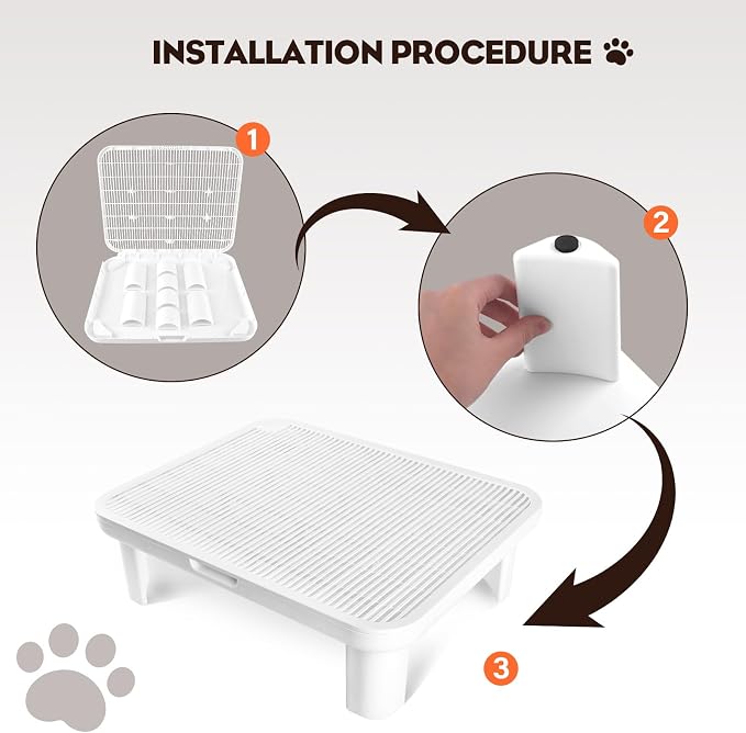 Cat Step Ramp Adjustable Litter Box Step with Filter Function, White | Elevated Double Layer Litter Box Ramp for Kitten & Old Cats, Easy Cleaning Litter Box Step Stool for Automatic Cat Litter Box - Image 4