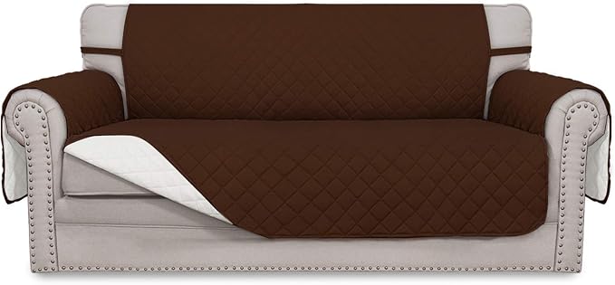 Easy-Going Sofa Slipcover Reversible Loveseat Sofa Cover Couch Cover for 2 Cushion Couch Furniture Protector with Elastic Straps for Pets Kids Dog Cat (Oversized Loveseat, Coffee/Ivory) | Oversized Loveseat Slipcover For Dogs, Water Resistant Mat, Livi... by Easy-Going