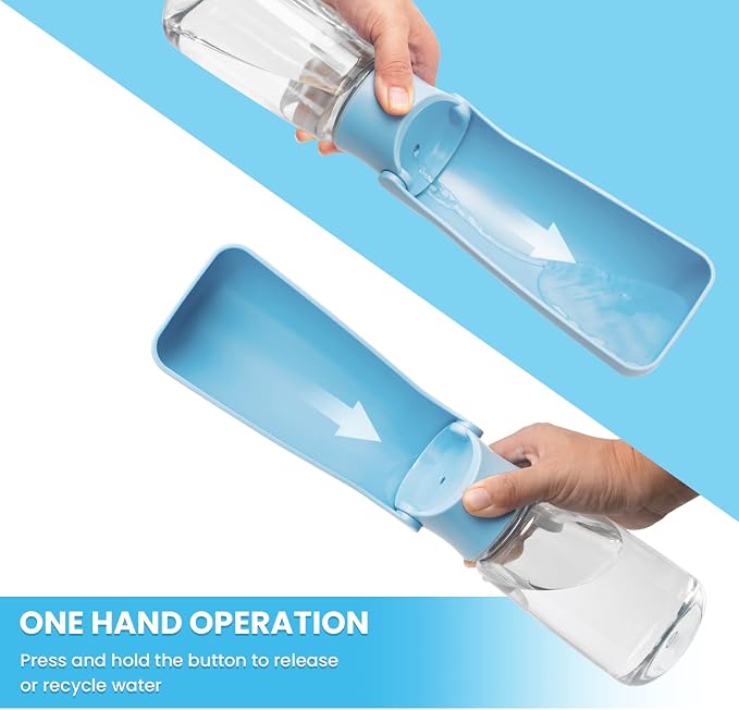 Foldable Dog Water Bottle, Leak Proof Dispenser, SkyBlue, 19oz | Portable Water Dispenser, Dishwasher Safe, for Puppy Small Medium Large Dogs, Pet Drink Cup for Walking Hiking Traveling - Image 4