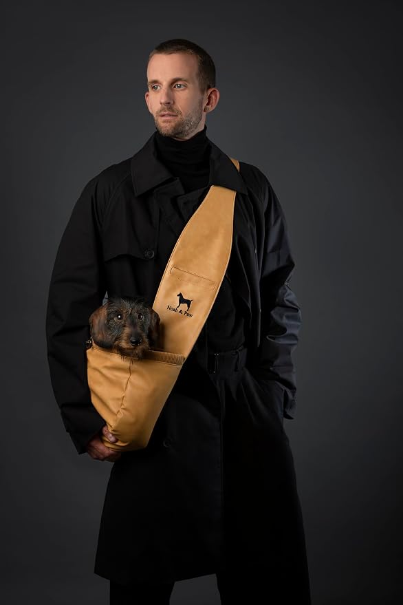 Noah & Paw Dog Sling Carrier for Small Dogs 5-18lb, Cat Carrier, Pet Sling with Adjustable Padded Strap, Vegan Leather Lined with Fur, 3X Safety Feature, Machine Washable - Image 9