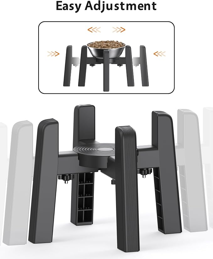 Elevated Dog Bowl, Raised Dog Bowl Stand with Stainless Steel Bowl | Elevated Pet Water & Food Bowl for Medium Dogs, Stable and Anti-Slip Raised Bowl - Image 2
