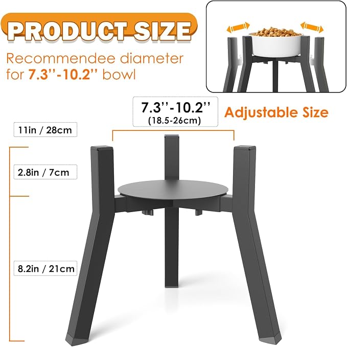 Elevated Dog Bowl Stand for Large Dogs with Tray, Adjustable Width 7-10.6", Raised Food Water Bowl Stand, Bowl NOT Included - Image 3