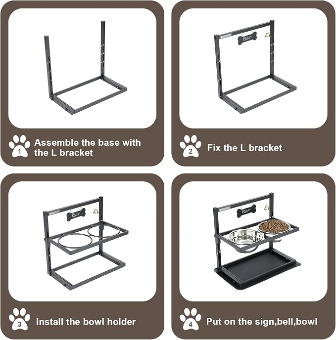 Elevated Dog Bowls with Slow Feeder for Large Dogs – Adjustable Raised Stand with 2 Stainless Steel Bowls & Spill-Proof Mat, Non-Slip Dog Feeder for Large & Medium Dogs (Black) - Image 6
