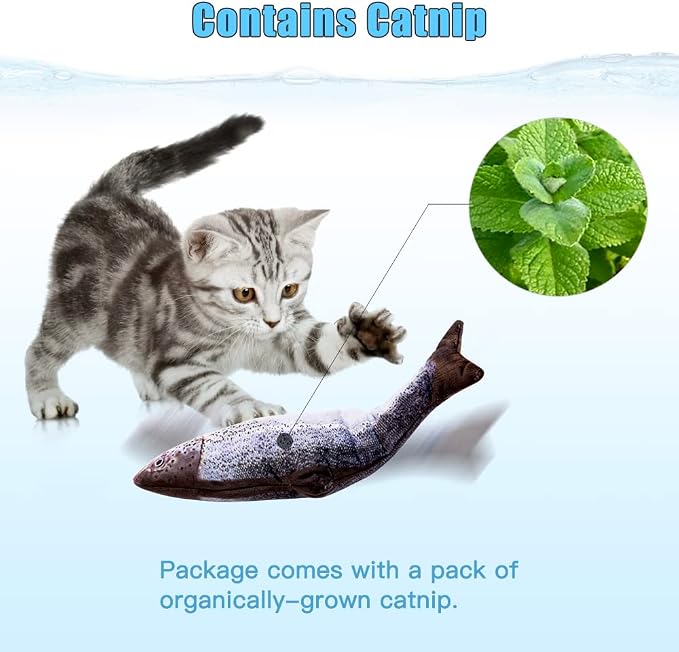 TOOGE 2 Pack 9" Floppy Fish Cat Toys with SilverVine and Catnip for Indoor Cats Interactive Flopping Fish Cat Kicker Catnip Toys for Cats Puppy Small Dogs (Salmon + Rainbow Trout) - Image 6