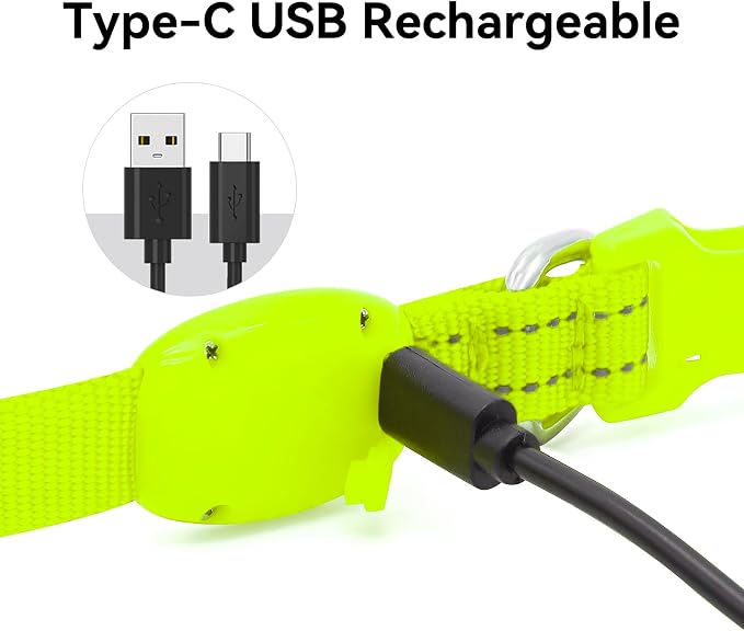 BSEEN Adjustable LED Dog & Cat Collar - Rechargeable, Small Breeds, Green, 8.5-11.8 inches, Nylon, Lightweight, Reflective, 2 Flash Modes | Glow in the Dark Rechargeable Reflective Adjustable Flashing Illuminous Safety Dog Lights for Night Walking - Image 3