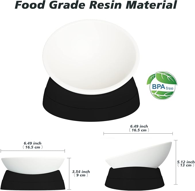 Elevated Cat Bowl, Adjustable Raised Slanted Food Bowl for Cats and Small Dogs, Wide Shallow PP Dish with TPR Non Slip Base, Whisker Friendly, 17 oz - Image 4