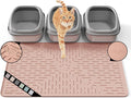 XL Cat Litter Mat, 37.5x25.2 Silicone Trapping Mat Coral | for Kitty Litter Box, Easy Clean, BPA Free Rubber, Center Litter Collection, Easy Pour-Back, Waterproof, Odor-Resistant by OHMO