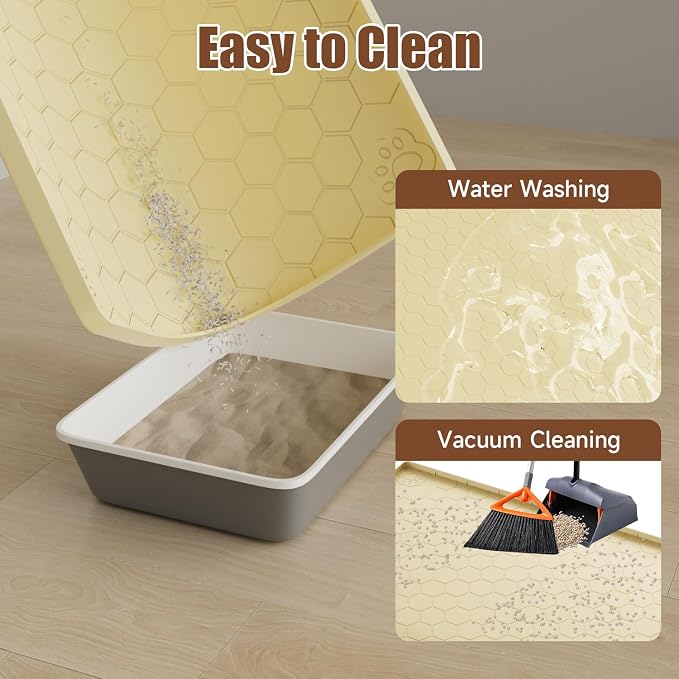 Cat Mat for Litter Box, 40" X 28" Large Silicone Cat Litter Trapping Mat | Waterproof Cat Litter Mat, Soft on Kitty Paws, Easy to Clean, Non-Slip Kitty Scratch Pad for Floor(Yellow) - Image 6