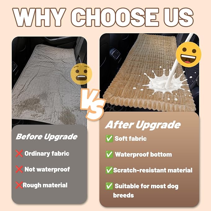 Dog Car Seat Waterproof Bed Cover Back Seat Brown 23.6”x51” | Nonslip Soft Comfortabl Pet Bed Mat Car Blanket for Travel Backseat Extender Seat Covers Dog Bed for Cars Trucks and SUVs - Image 2