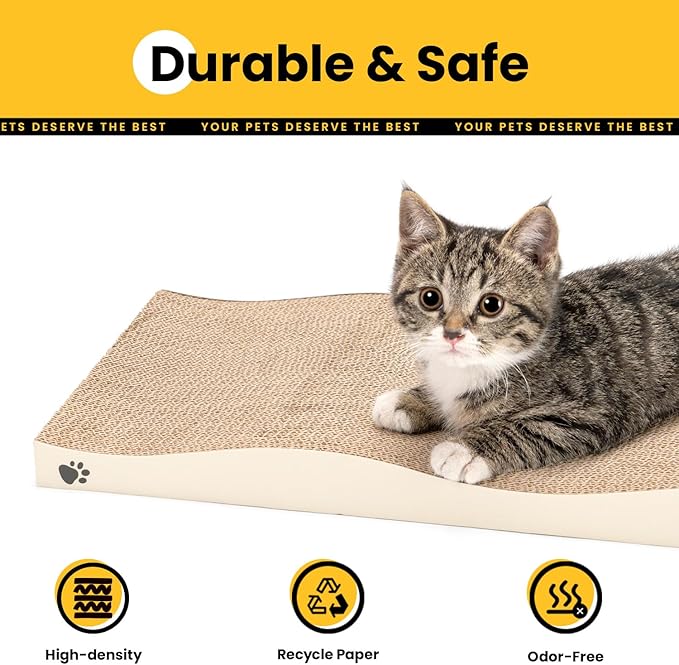 Cat Scratcher, Durable Scratch Pad, Corrugated Cardboard Scratching Board for Indoor Cats, Heavy Duty, Double-Sided Usability, Recyclable, with Catnip, 2 Pack - Image 6