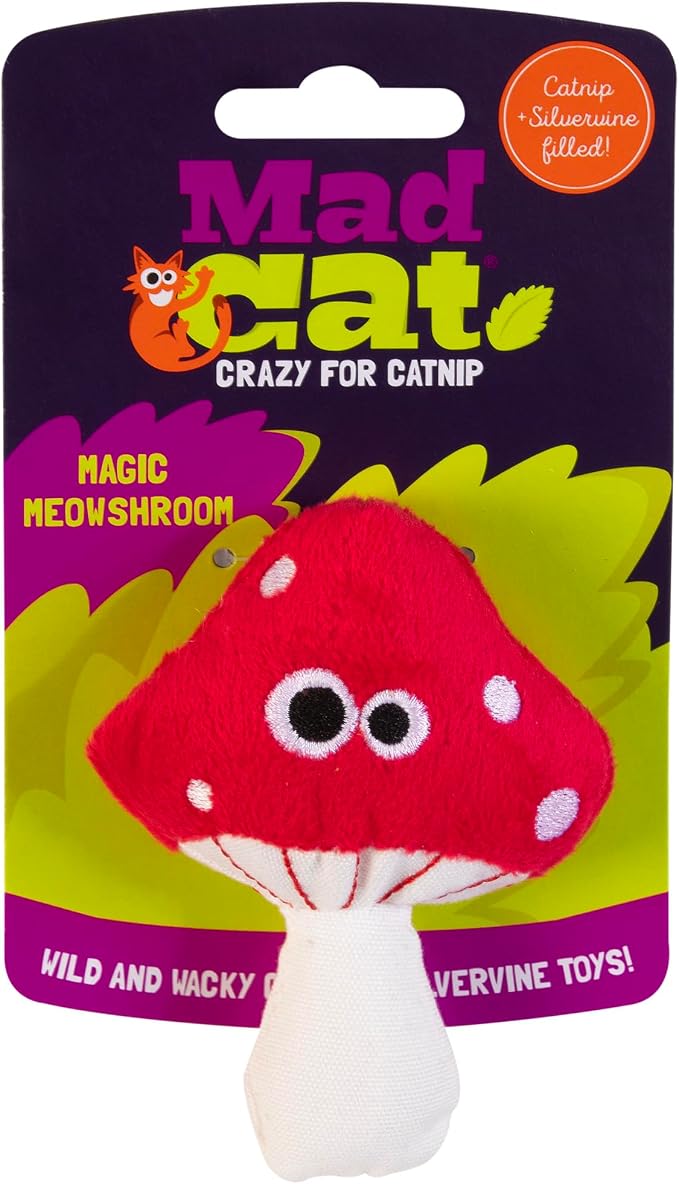 Mad Cat Magic Meowshroom Wacky Catnip and Silvervine Plush Cat Toy, 1 Pack | Wild mushroom shaped plaything that sparks batting, kicking, carrying and playful sessions for felines at home every day by Unknown