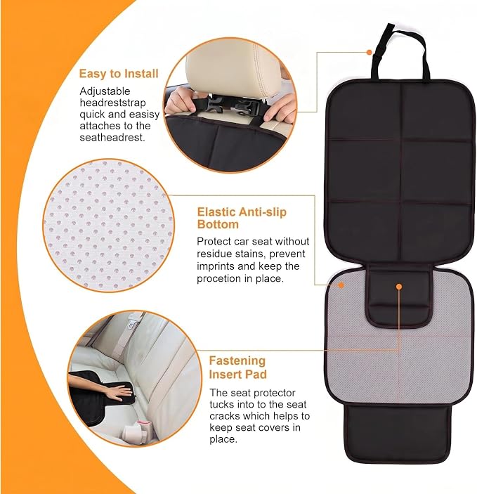 SMART ELF Car Seat Protector, Thickest Padding and Non-Slip Backing 1Pack | Black Red Car Seat Cover with Mesh Pockets, 600D Leather and Fabric for SUV, Sedan, Truck, Easy to Install for Baby and Pet - Image 5
