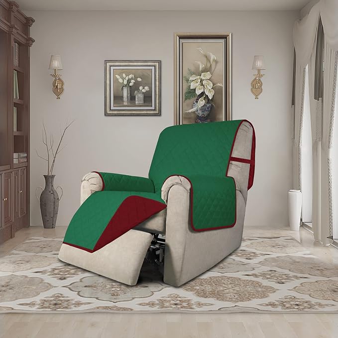 Easy-Going Reversible Couch Cover, Recliner 19 in, Green/Christmas Red | Machine Washable Slipcover For Dogs, Water Resistant Furniture Mat For Living Room, Non-Slip Sofa Cover, Pet Friendly - Image 2
