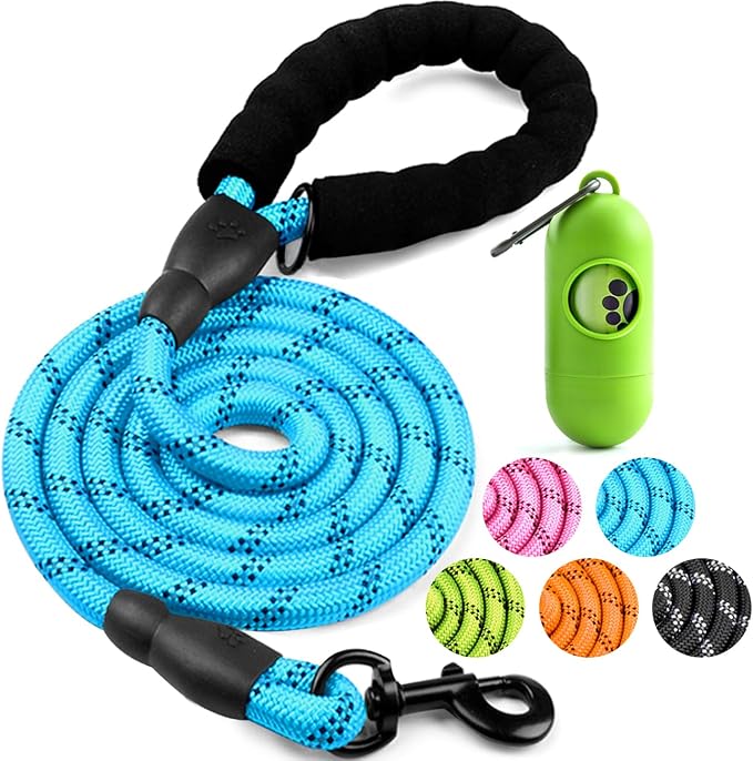 COOYOO Dog Leash 6 FT Heavy Duty - Comfortable Padded Handle - 1/2 inch Reflective Dog Leash for Medium Large Dogs with Poo Bag Dispenser by COOYOO