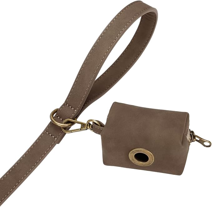 Didog PU Leather Dog Leash for Small Dogs, 5/8in x 5ft, Brown | Soft Grip Full Control, Easy Clean, Metal D-ring for Poop Bag Holder, Tangle-Free 360° Swivel Clasp, for Walking & Training - Image 7