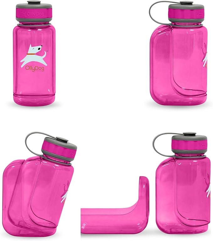 OllyDog OllyBottle Tritan Water Bottle with Detachable Dog Bowl | BPA Free Leakproof | 20oz | Share Water with Your Dog | Hiking Travel Camping (600ML, Hot Pink) - Image 6