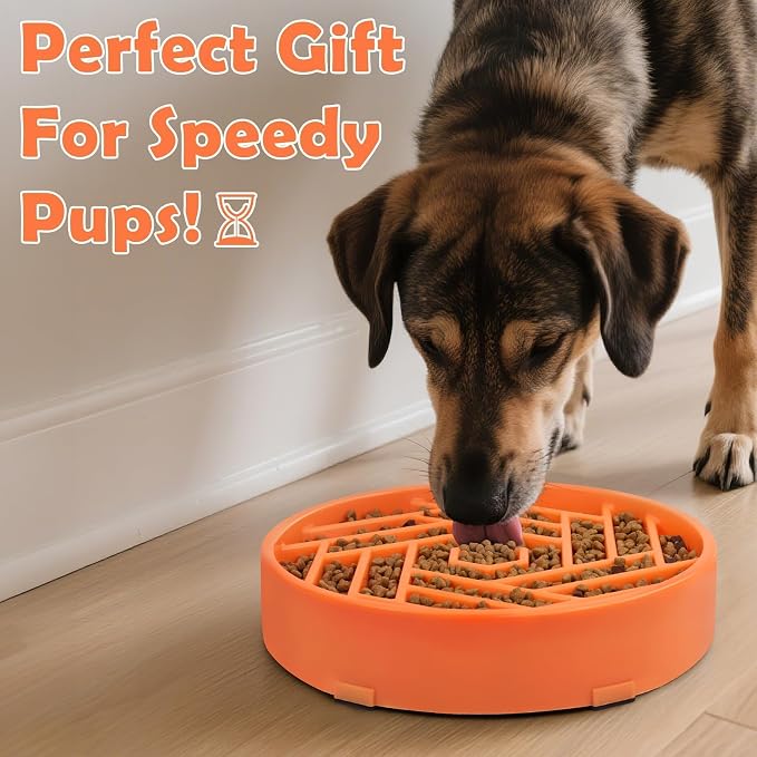 TOBYTO Slow Feeder Dog Bowls Large Medium Breed,Anti-Choking Slow Eating Dog Food Bowl,Non Slip Pet Slower Food Feeding Bowls Large Puzzle Slow Feeder Bloat Stop Maze Dog Dishes,Orange - Image 9