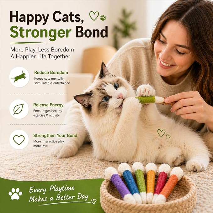 Giant Catnip Cat Toys for Indoor Cats, 6 Pack Interactive Cat Toy, Oversized Cotton Swab Design, Kitten Toys for Boredom Relief, Exercise & Play - Image 7