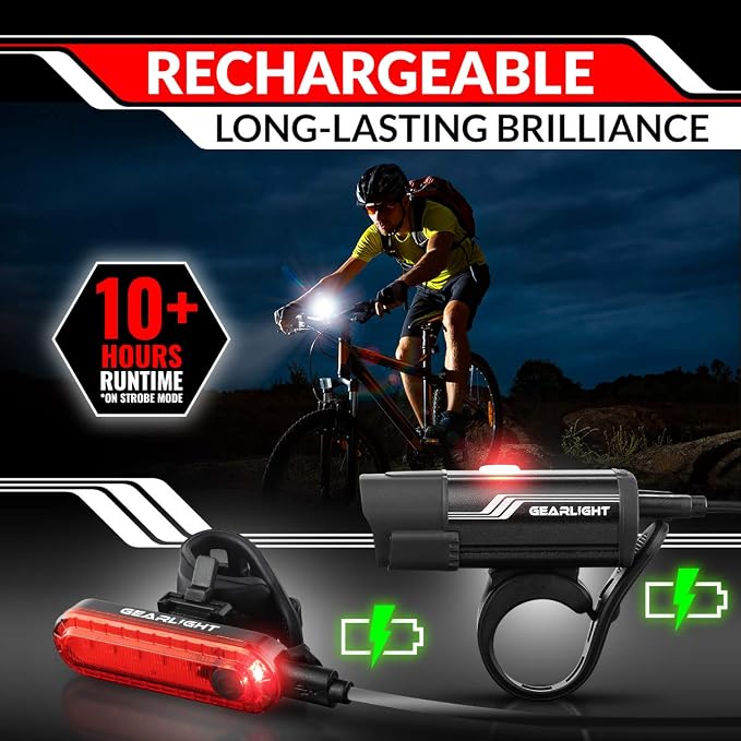 Bike Lights for Night Riding, USB Rechargeable Front and Back Lights, LED Bicycle Headlight and Tail Light Set, Water Resistant Bike Lights Rechargeable for Mountain Bikes, Kids Bike Light, MTB Light - Image 2