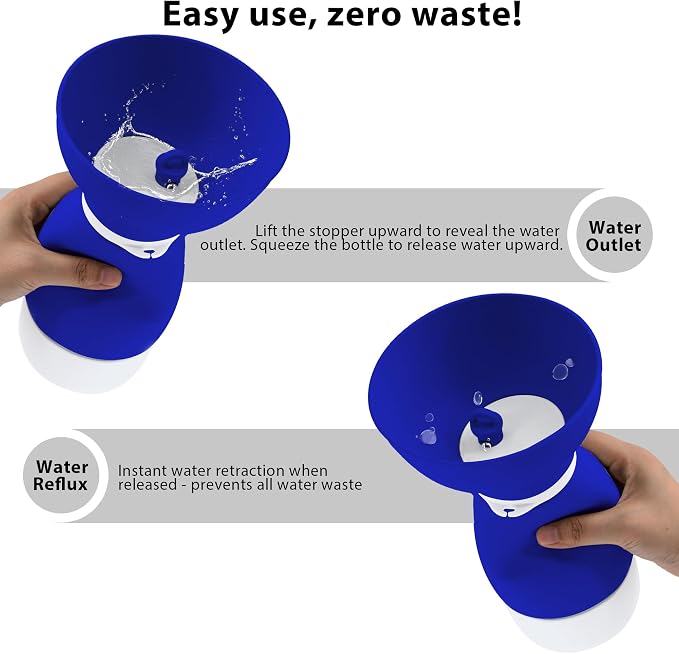 Portable Pet Water Bottle, Travel Water Food Container Blue | Silicone, Leakproof, Detachable Feeding Dish, Dog Cat, 2-in-1, Outdoors Feeding Drinking, Pet Essential, Park Outing, Beach - Image 2